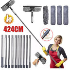 Telescopic Extendable Window Cleaner with 4.5m Reach, Glass Cleaning Squeegee Tool