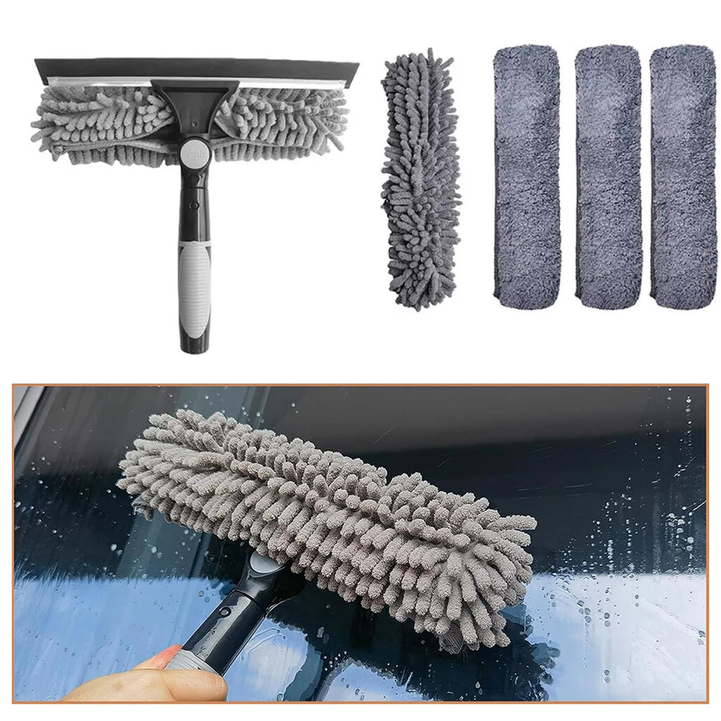 Telescopic Extendable Window Cleaner with 4.5m Reach, Glass Cleaning Squeegee Tool