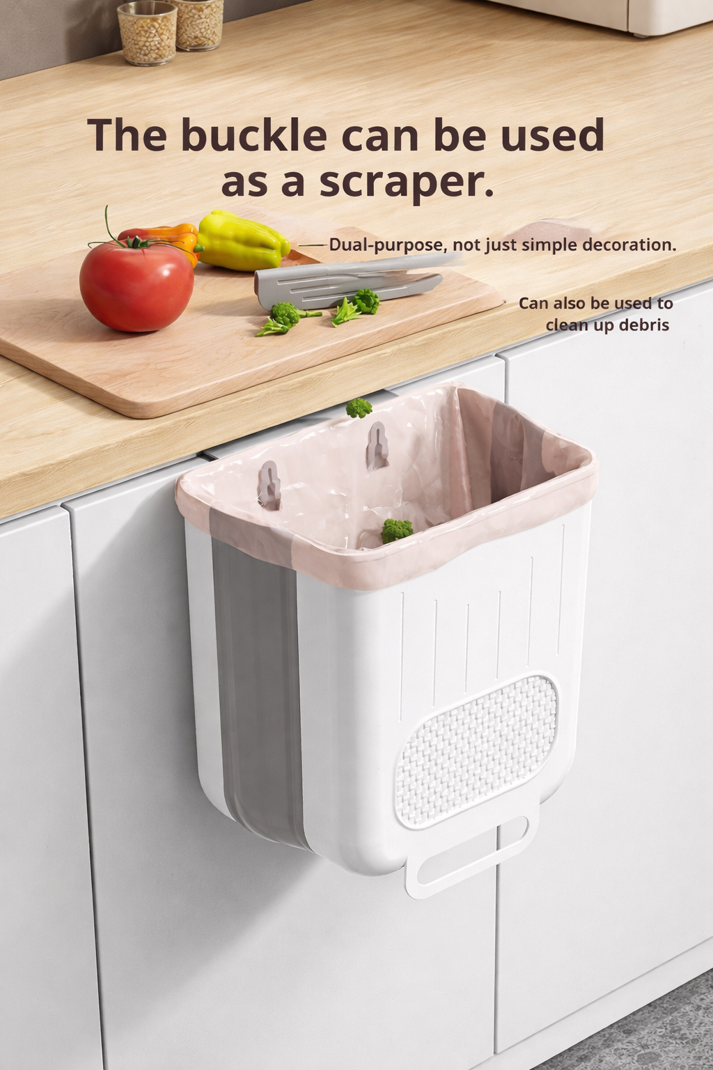 Cabinet-Mounted Foldable Kitchen Trash Bin
