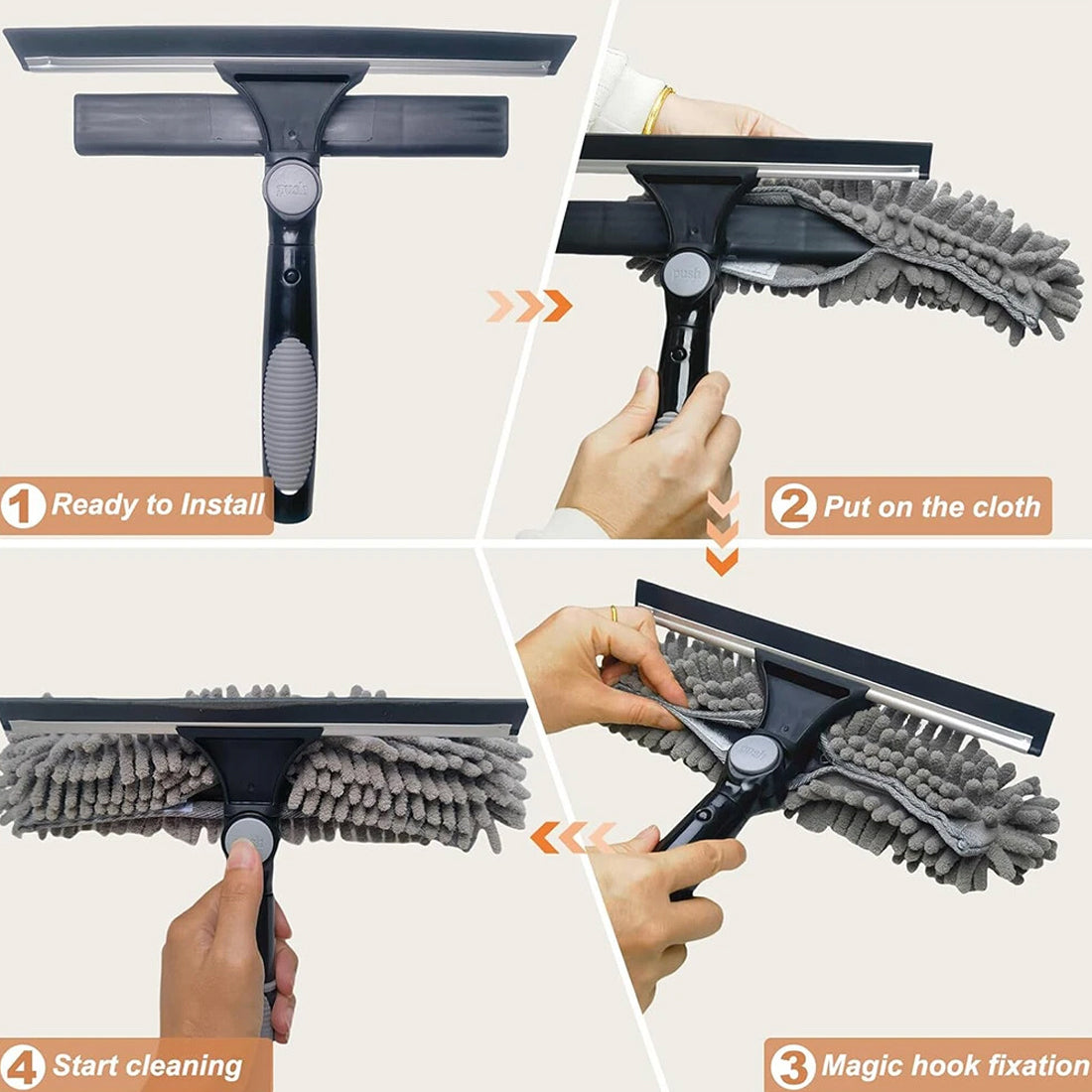 Telescopic Extendable Window Cleaner with 4.5m Reach, Glass Cleaning Squeegee Tool
