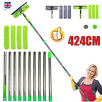 Telescopic Extendable Window Cleaner with 4.5m Reach, Glass Cleaning Squeegee Tool
