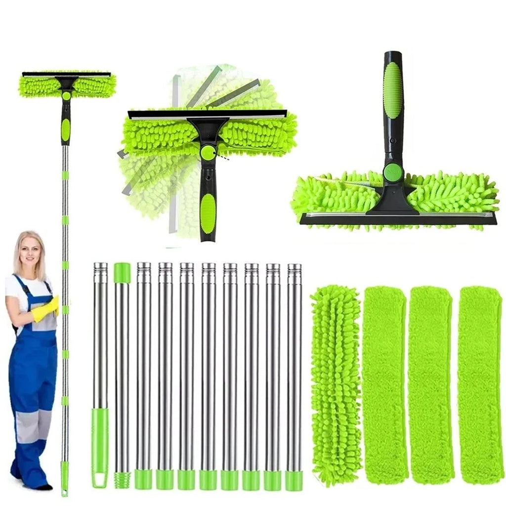 Telescopic Extendable Window Cleaner with 4.5m Reach, Glass Cleaning Squeegee Tool