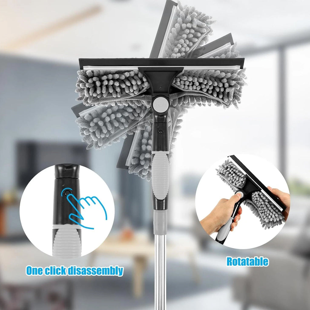 Telescopic Extendable Window Cleaner with 4.5m Reach, Glass Cleaning Squeegee Tool