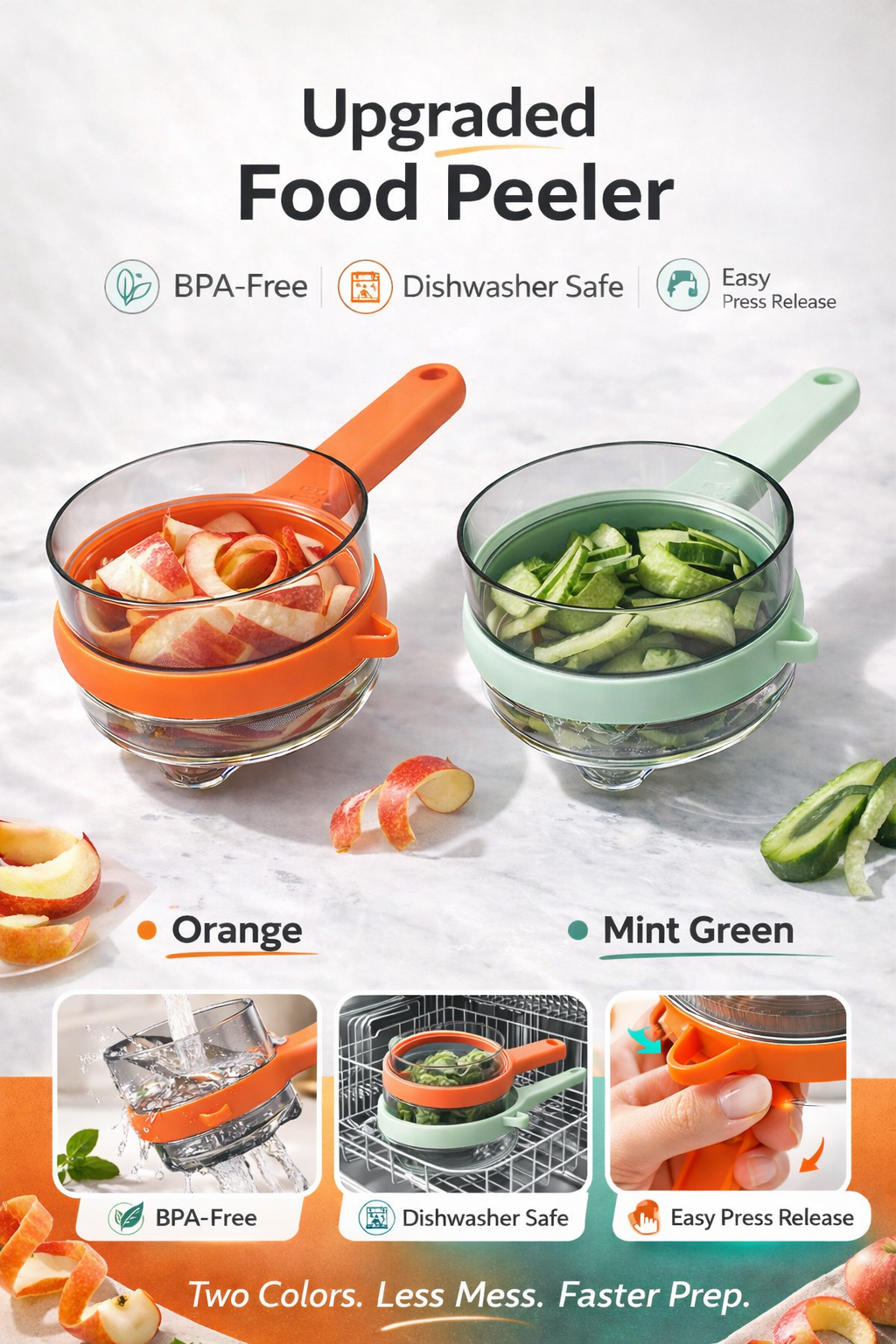 Multi-Functional Storage Peeler with Built-in Waste Bucket