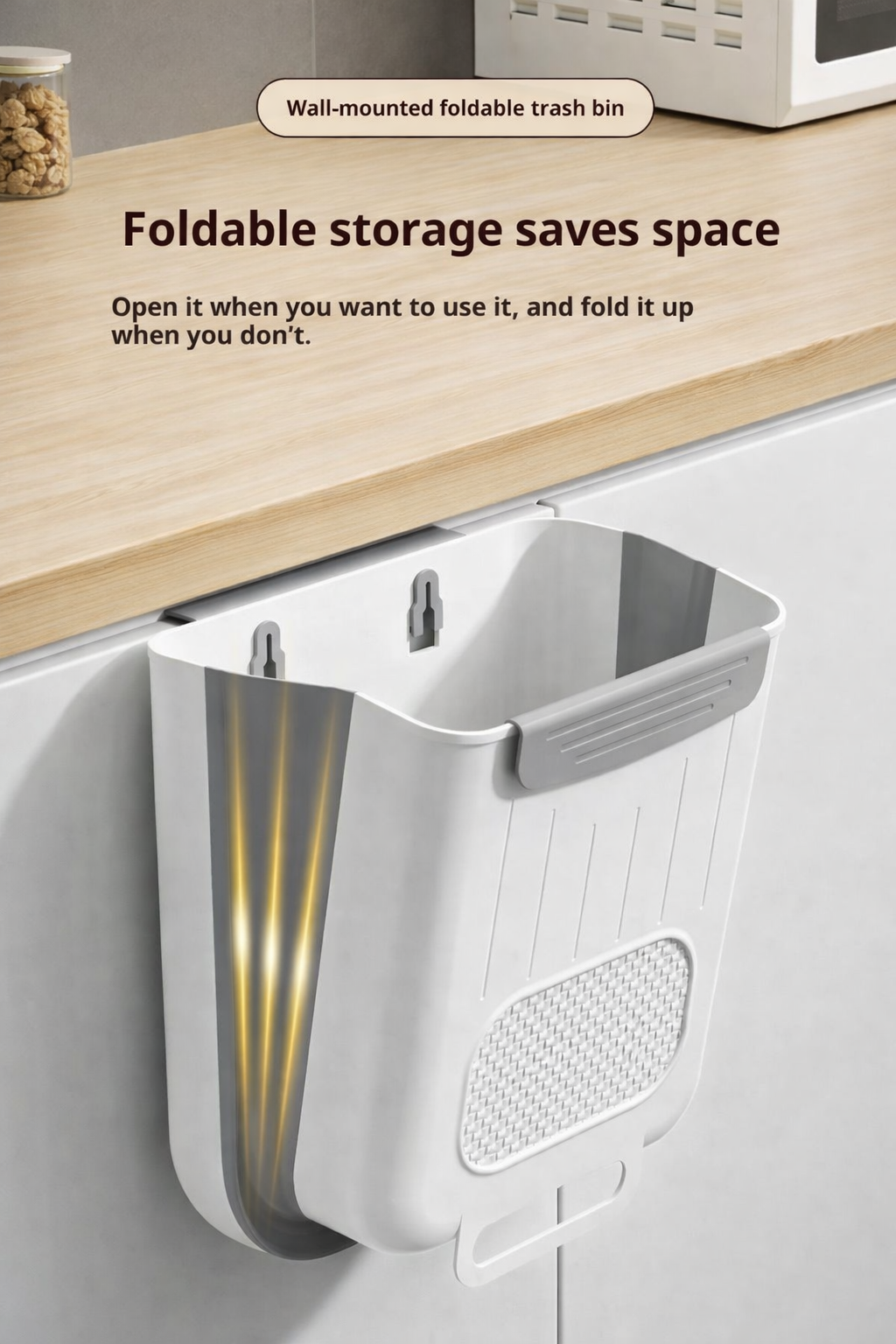 Cabinet-Mounted Foldable Kitchen Trash Bin